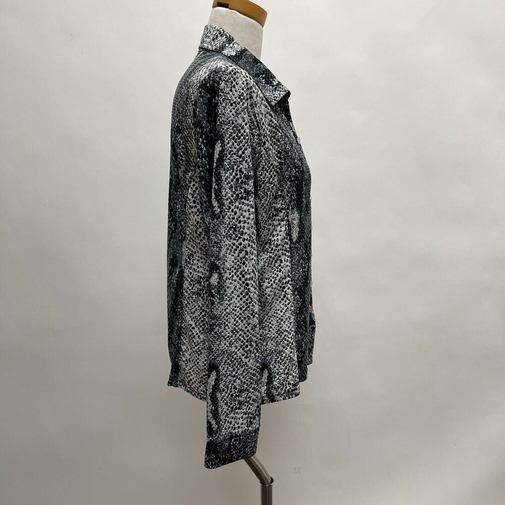 Erin London Women's Top Size Medium Black White Gray Snake Print - Picture 9 of 15